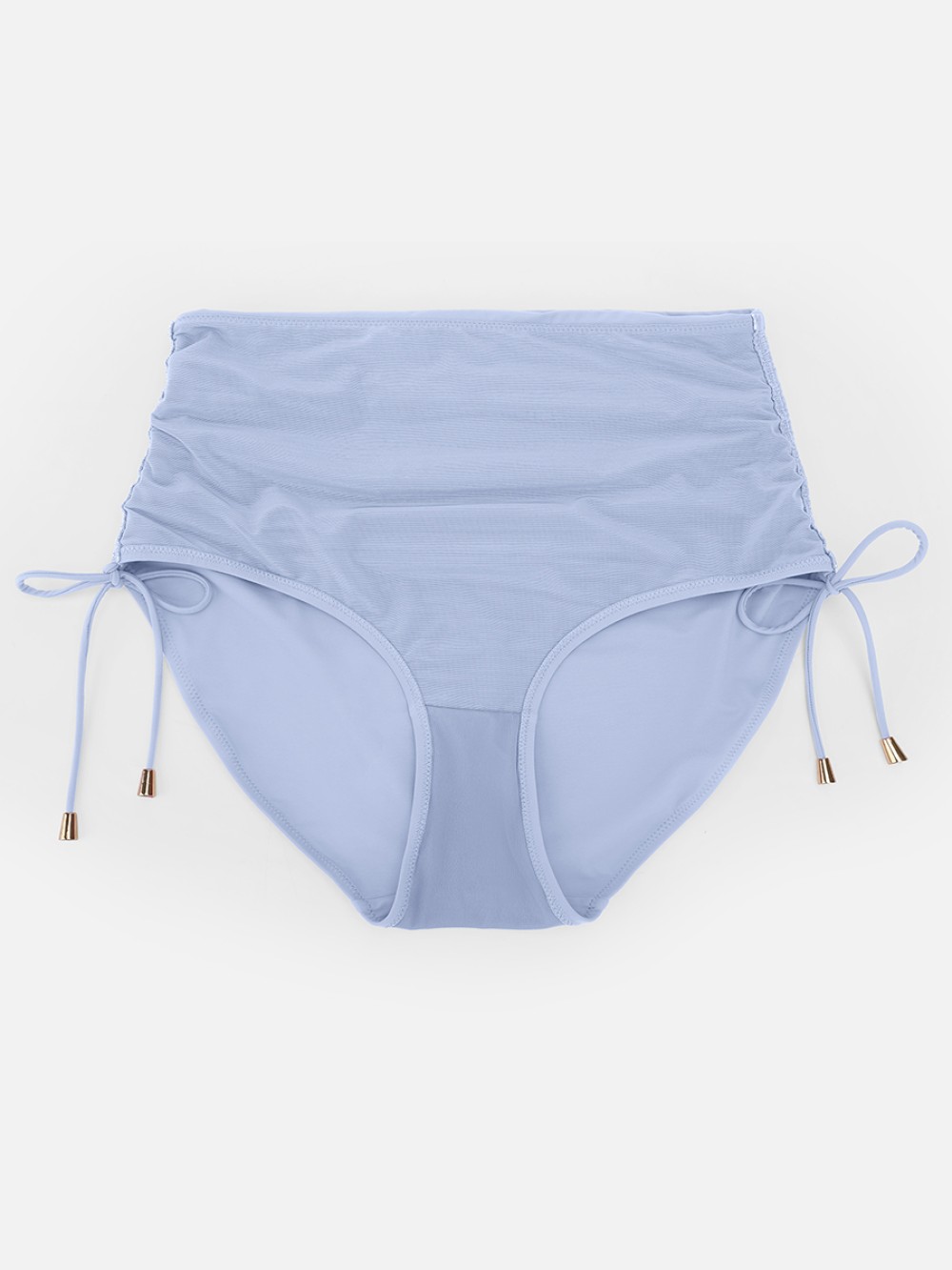 Slimming Drawstring Swimsuit Deep V Neck Metal Accent Butt Lifting Triangle Design