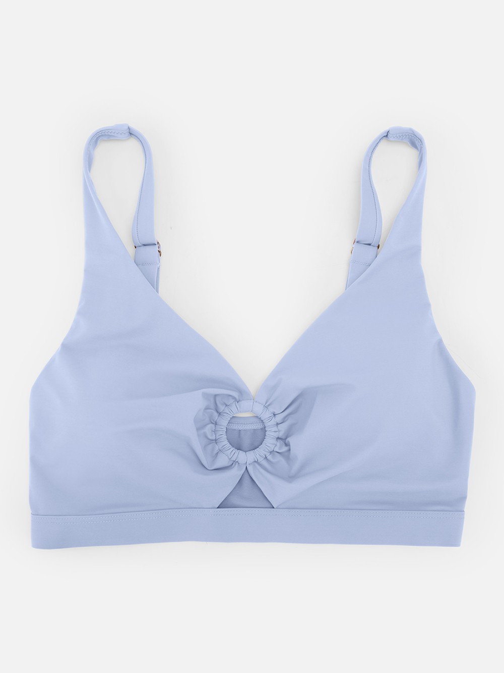 Slimming Drawstring Swimsuit Deep V Neck Metal Accent Butt Lifting Triangle Design