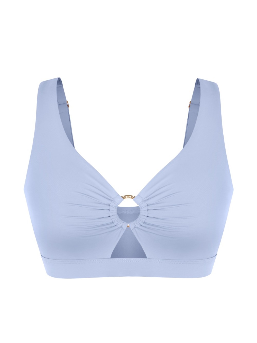 Slimming Drawstring Swimsuit Deep V Neck Metal Accent Butt Lifting Triangle Design