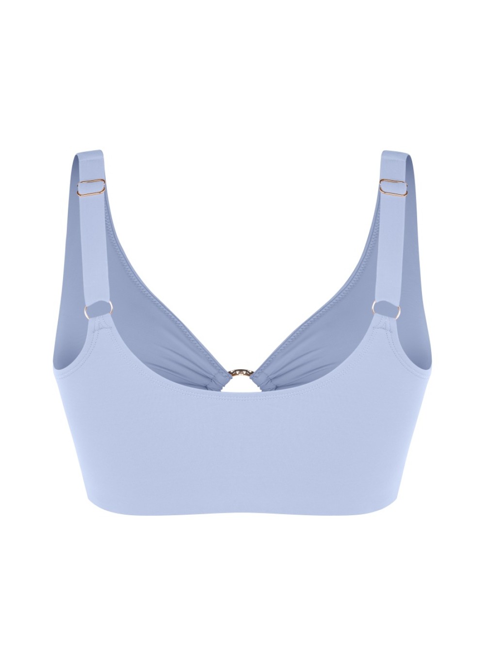 Slimming Drawstring Swimsuit Deep V Neck Metal Accent Butt Lifting Triangle Design