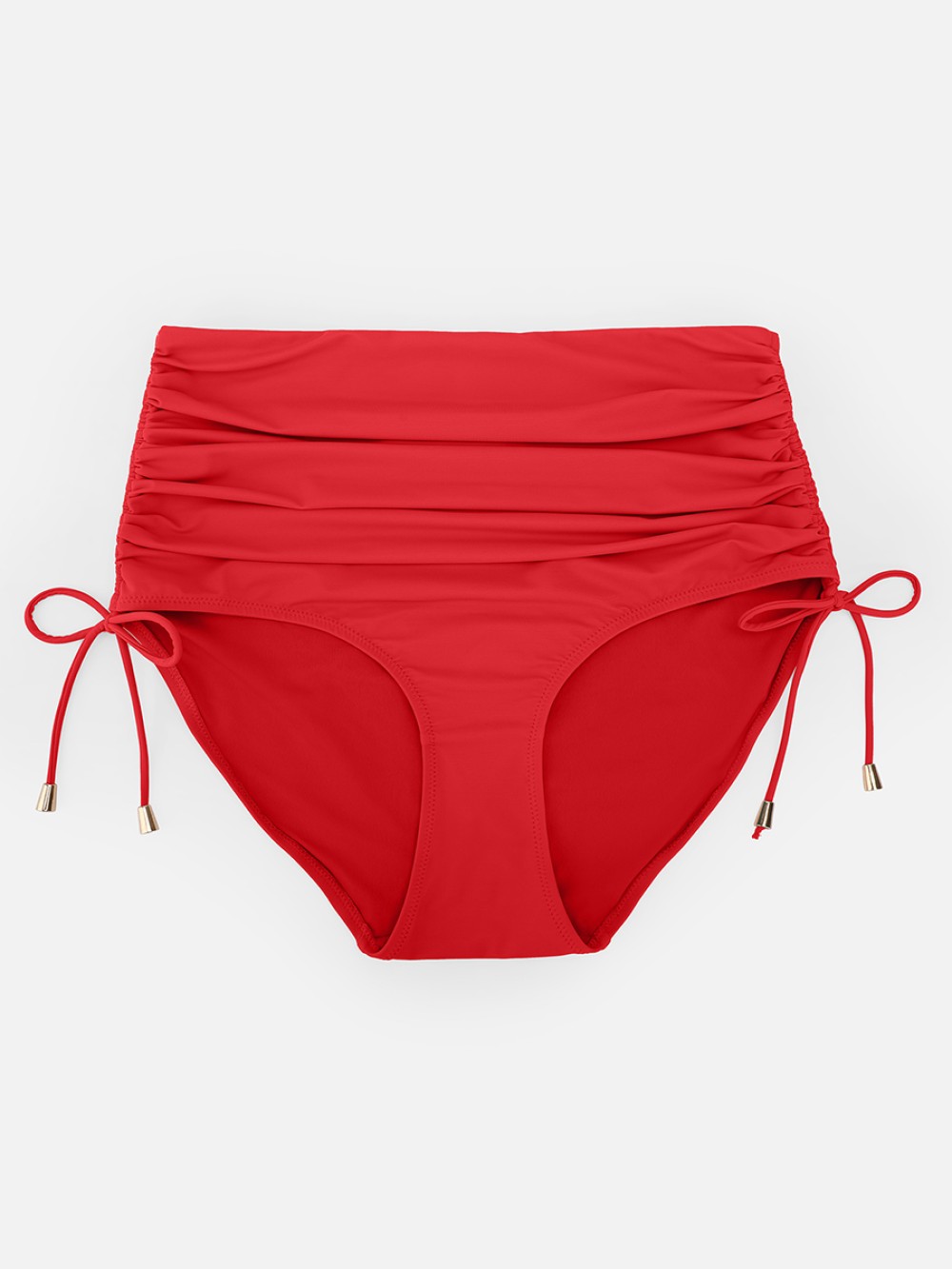 Wide Strap Deep V Metal Ring Swimsuit Built-in Bust Support Side Drawstring Bottoms