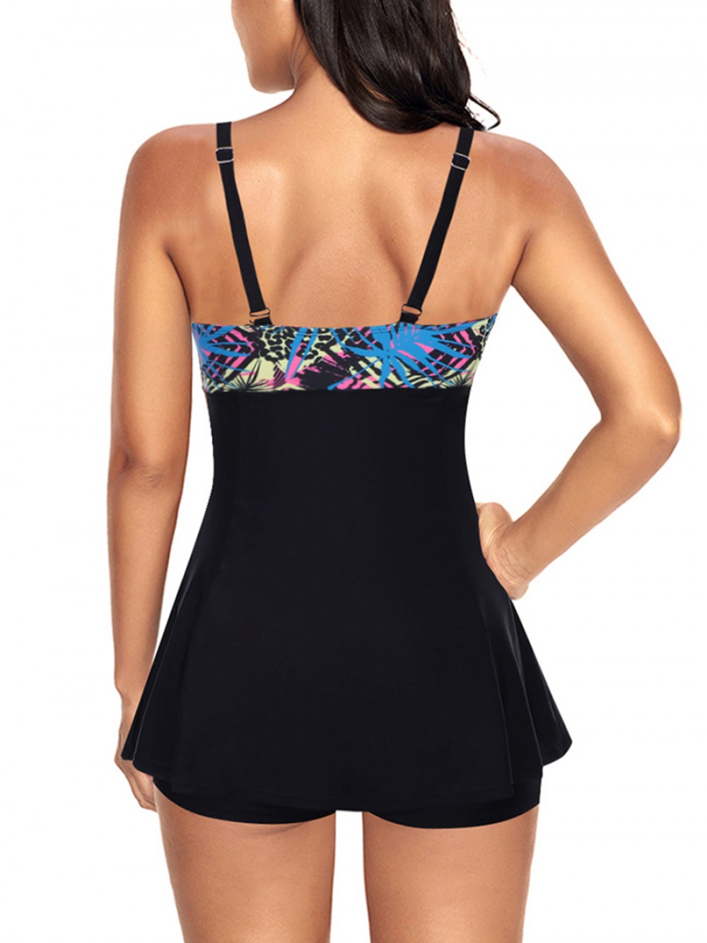 Natural Patchwork Big Size Swim Dress 2 Pieces Fashion