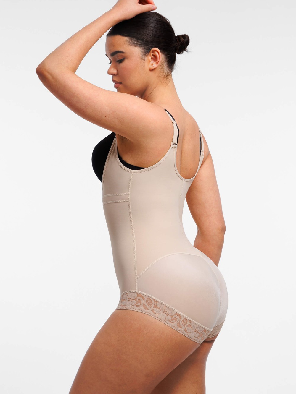 U-shaped Bust Lifting Front Zipper Lace Shapewear