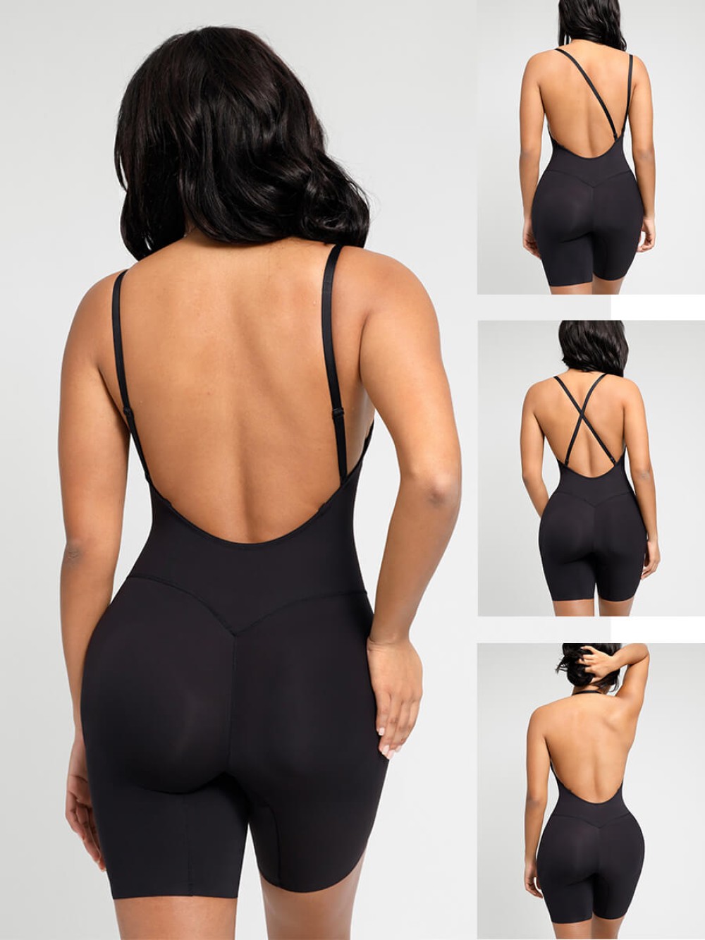 Low-cut Back Body Shaper with Built-in Removable Buttocks