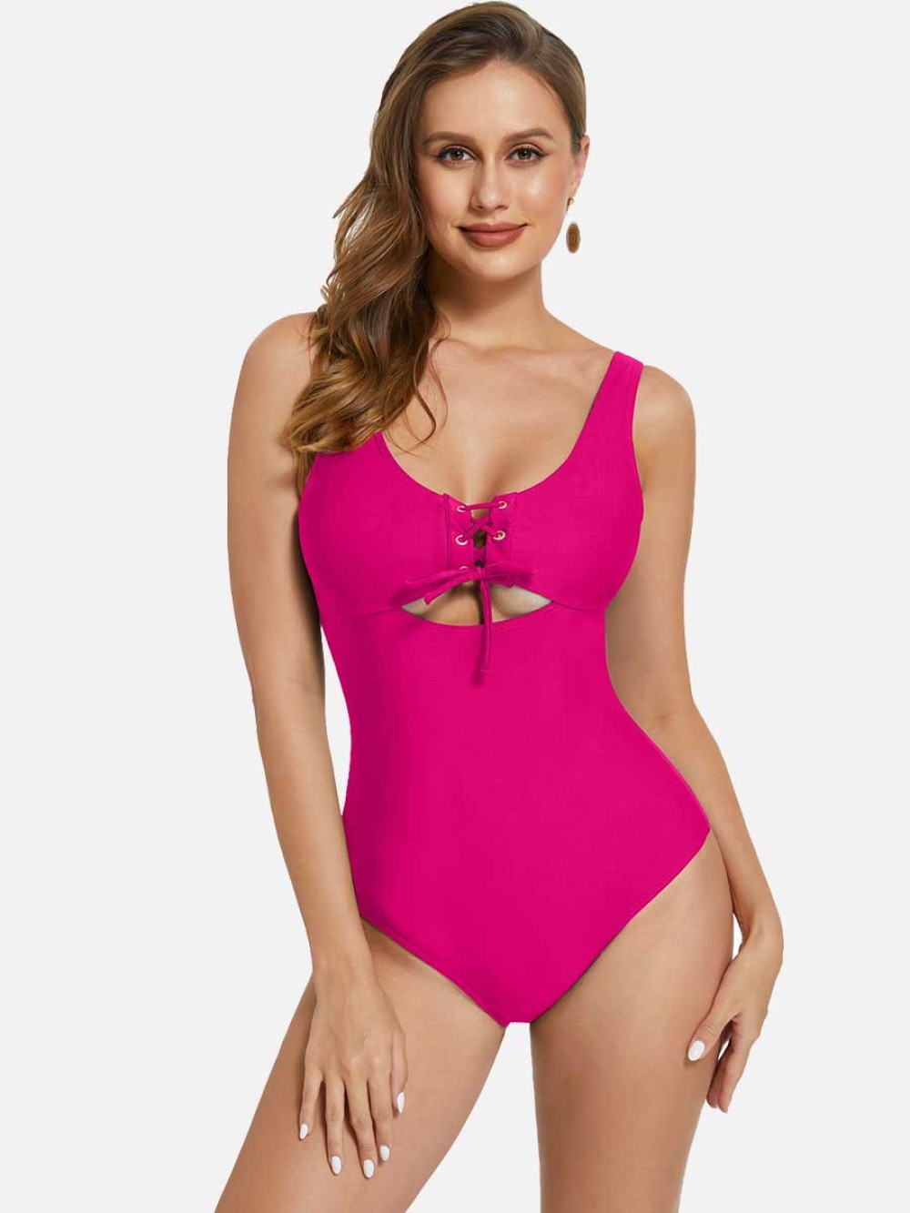 wholesale summer lacing up push up chest one piece high cut swimwear beachwear