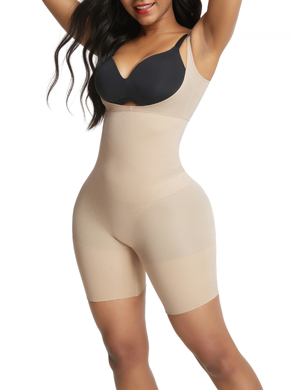 Skin Color Plus Size Body Shaper High Rise Seamless Instant-Slimmer