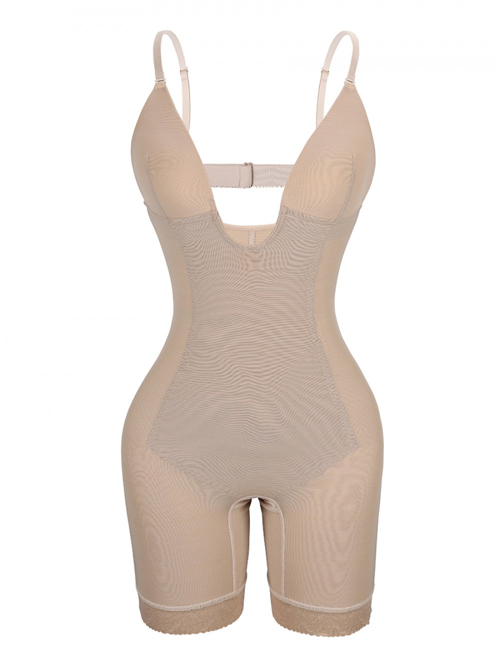 Skin Color Low Back Open Crotch Lace Body Shaper Workout