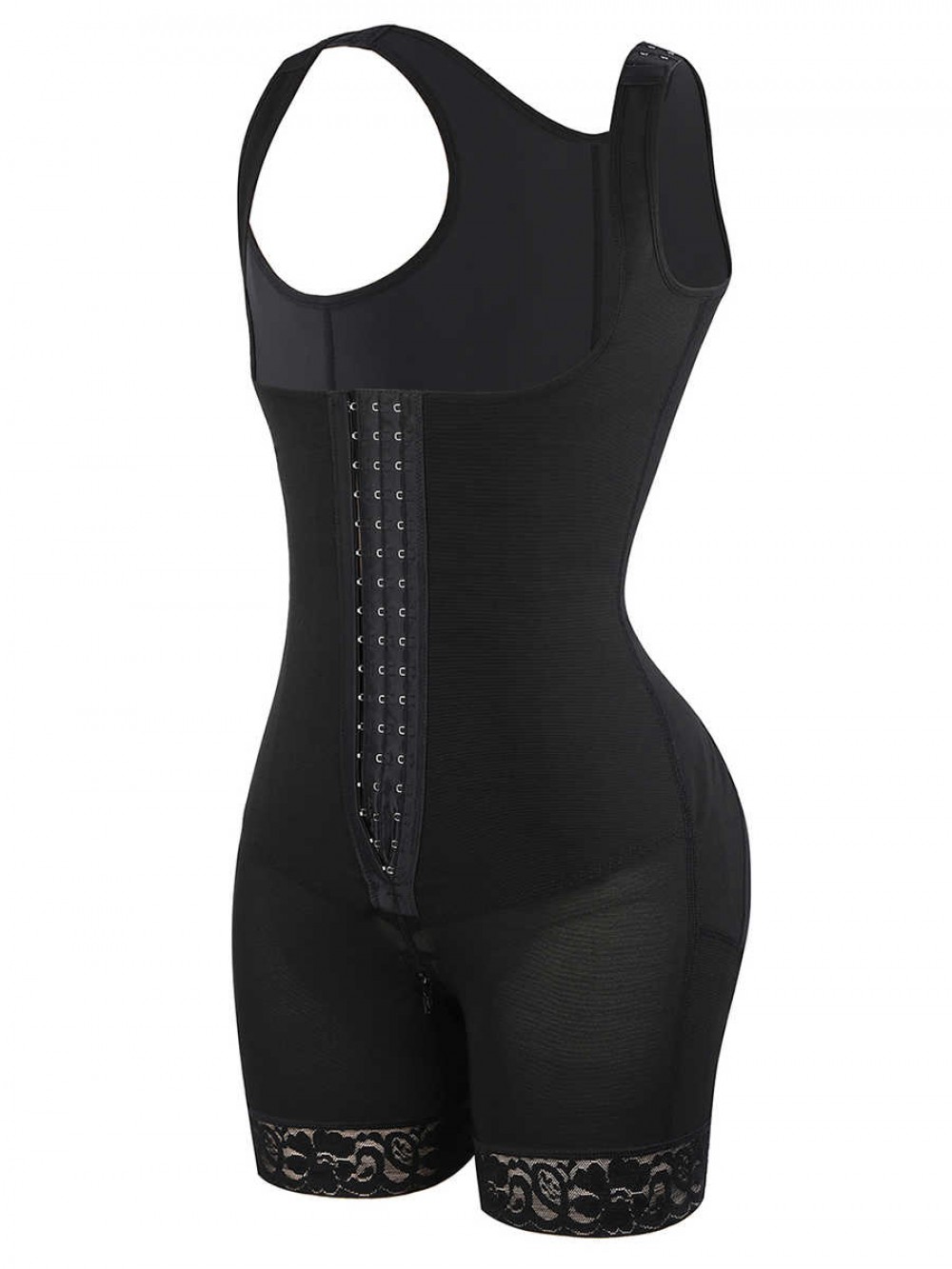 Black  Shapewear with U-shaped Front Neck and Adjustable Straps Design Tummy Control