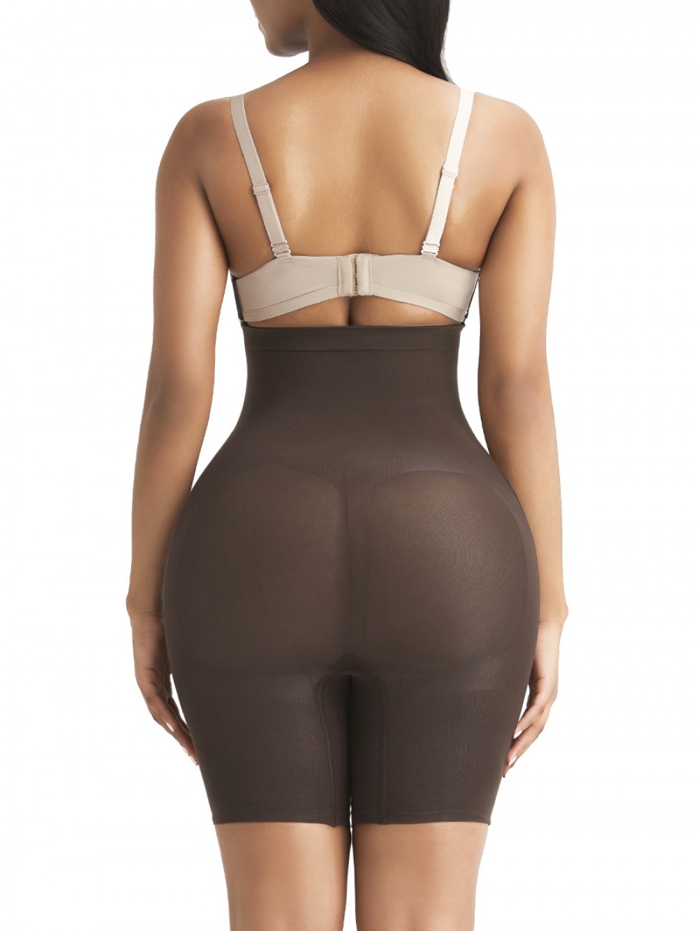 Abdominal Slimmer Dark Brown Seamless Buckle Butt Enhance Plus Size