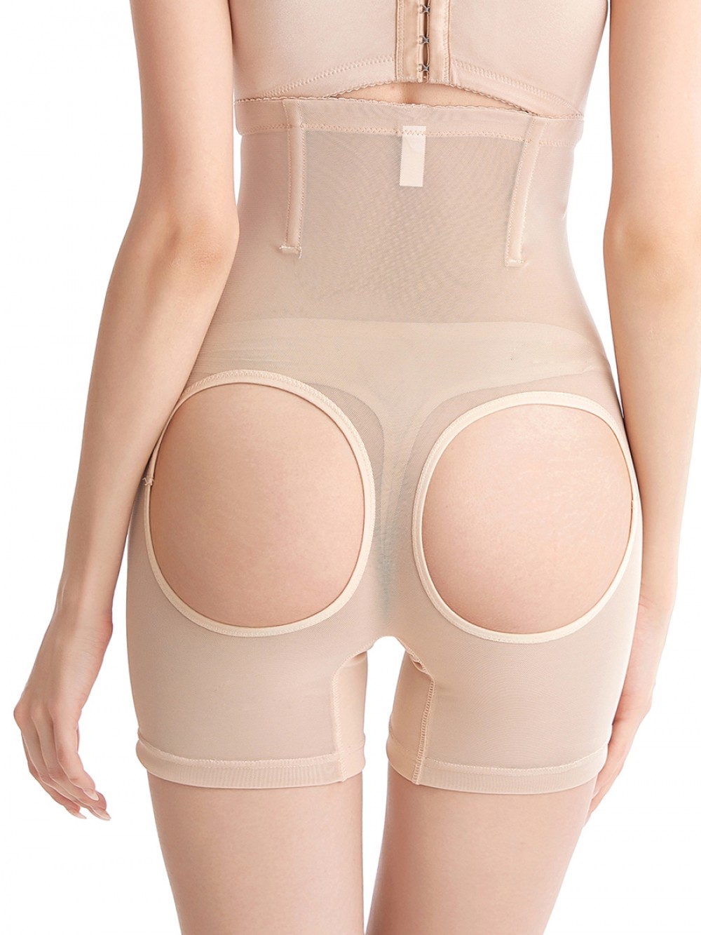Complexion Mesh Open Butt Lifter Panties Shapewear Midsection Control
