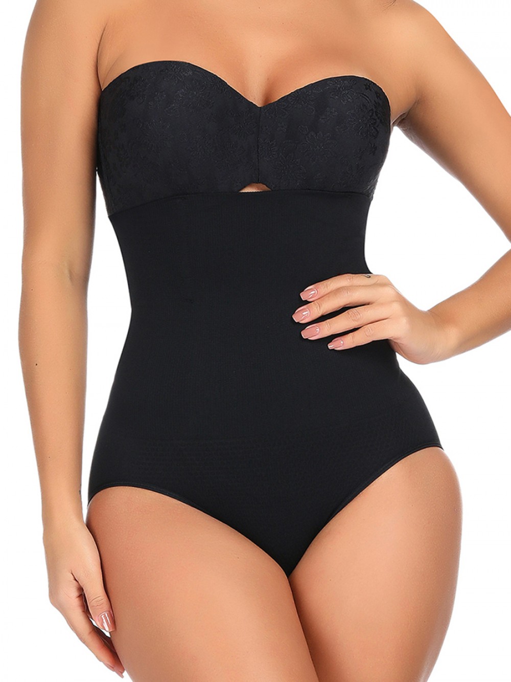 Black Seamless Panty Shaper Underbust High Rise Intant Shaping