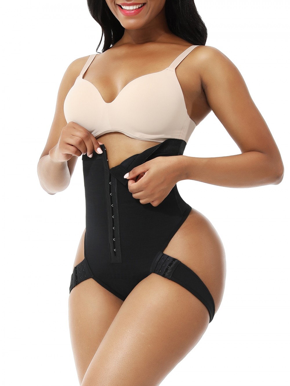 Black High Waist Butt Lifter With 2 Side Straps Good Elastic