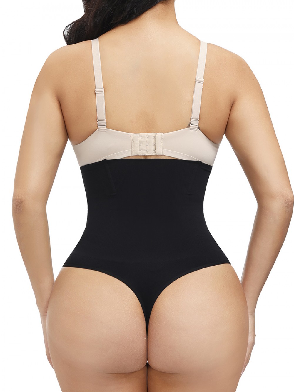Black Seamless Body Shaper Thong 4 Steel Bones Instant Slimmer