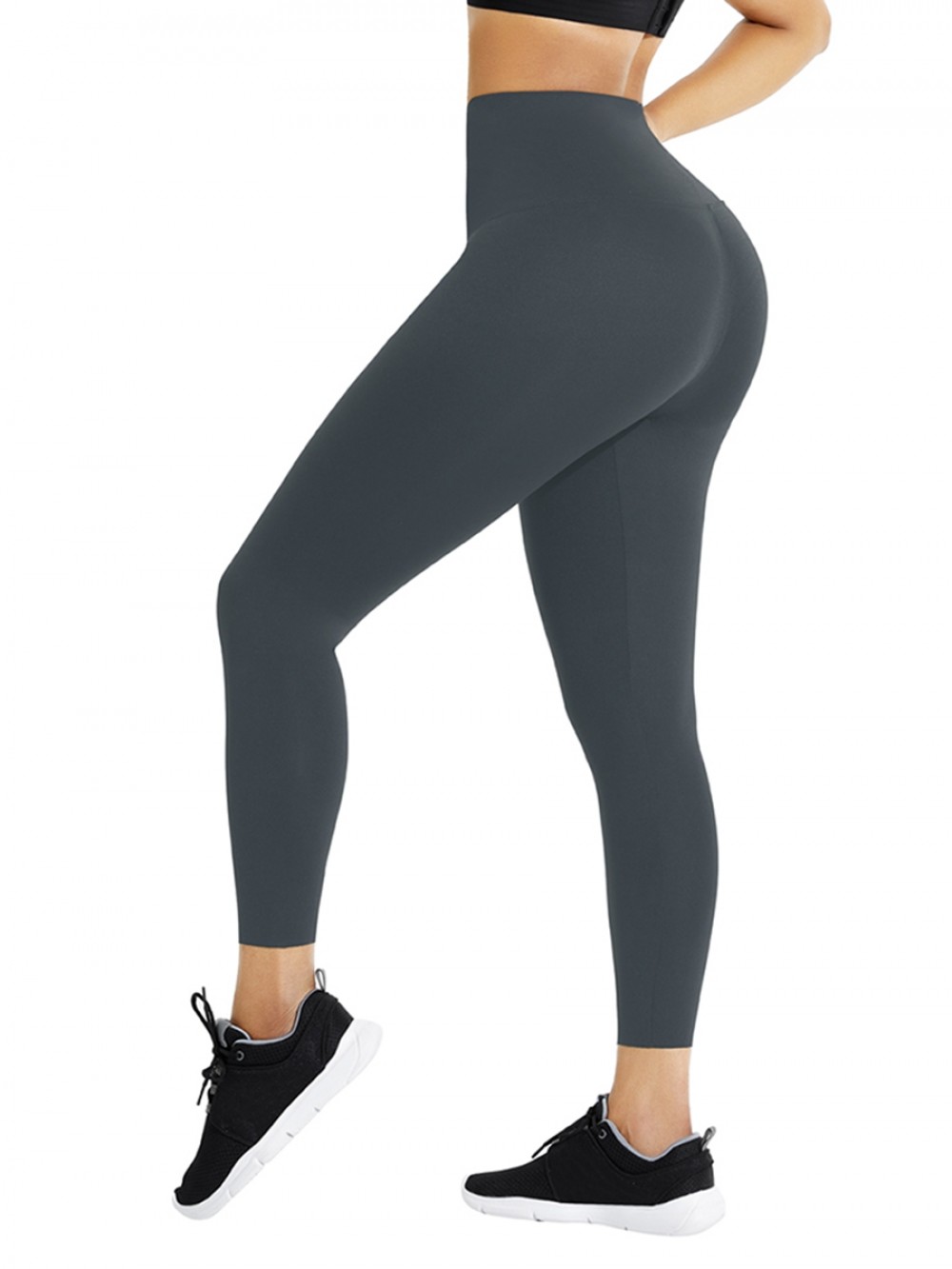 Gray Waist Trainer Leggings With Hooks Highest Compression