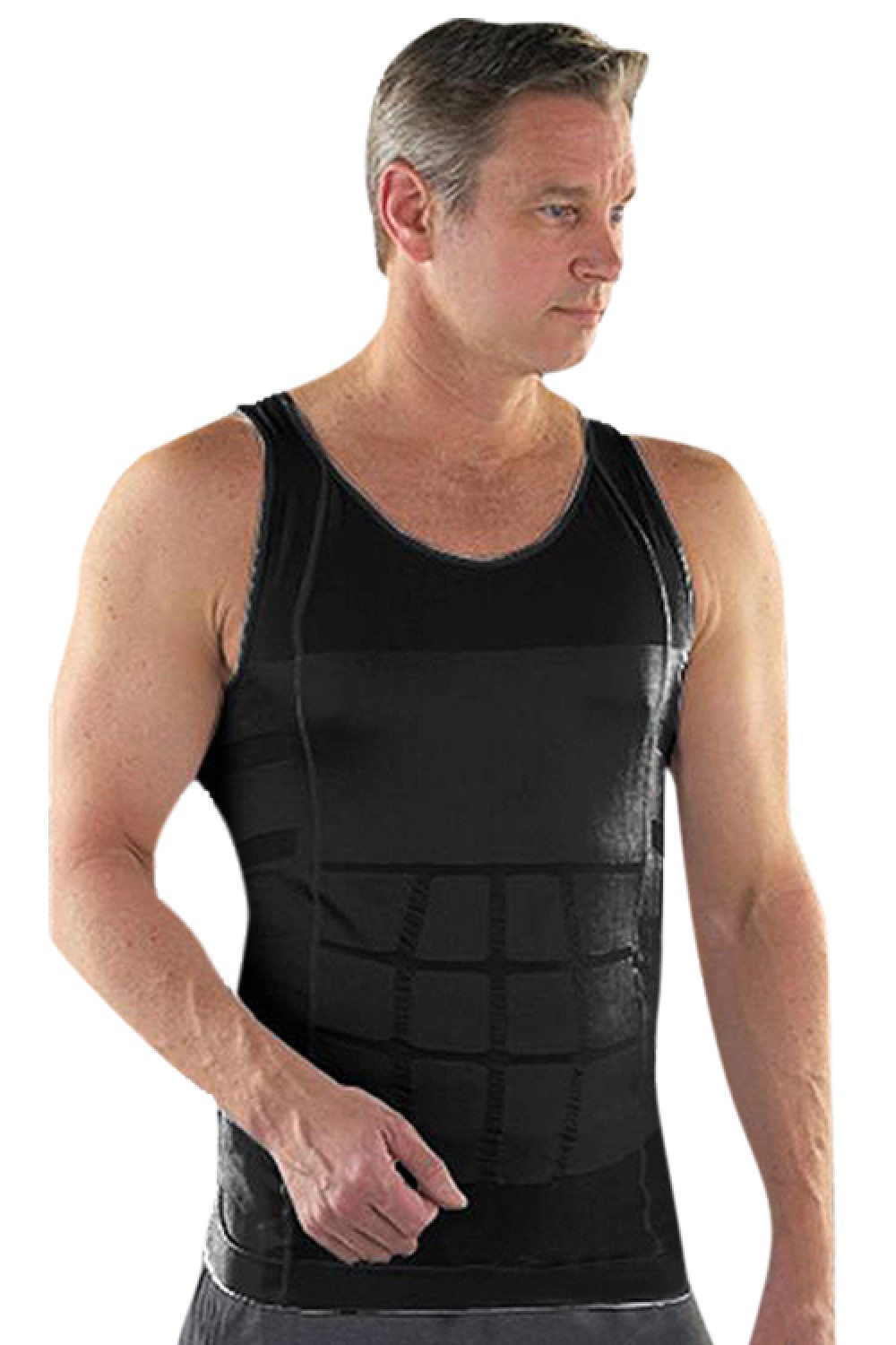 Solid Black Stretchable Breathable Vest For Men