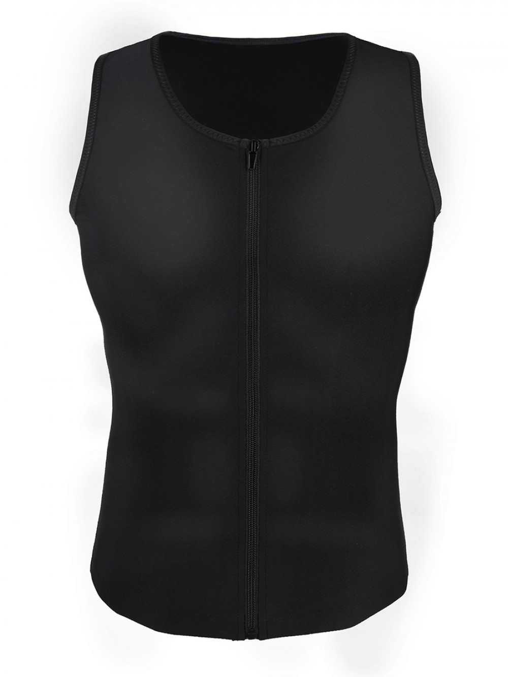 Black Men's Neoprene Slimming Vest With Zipper Fat Burning