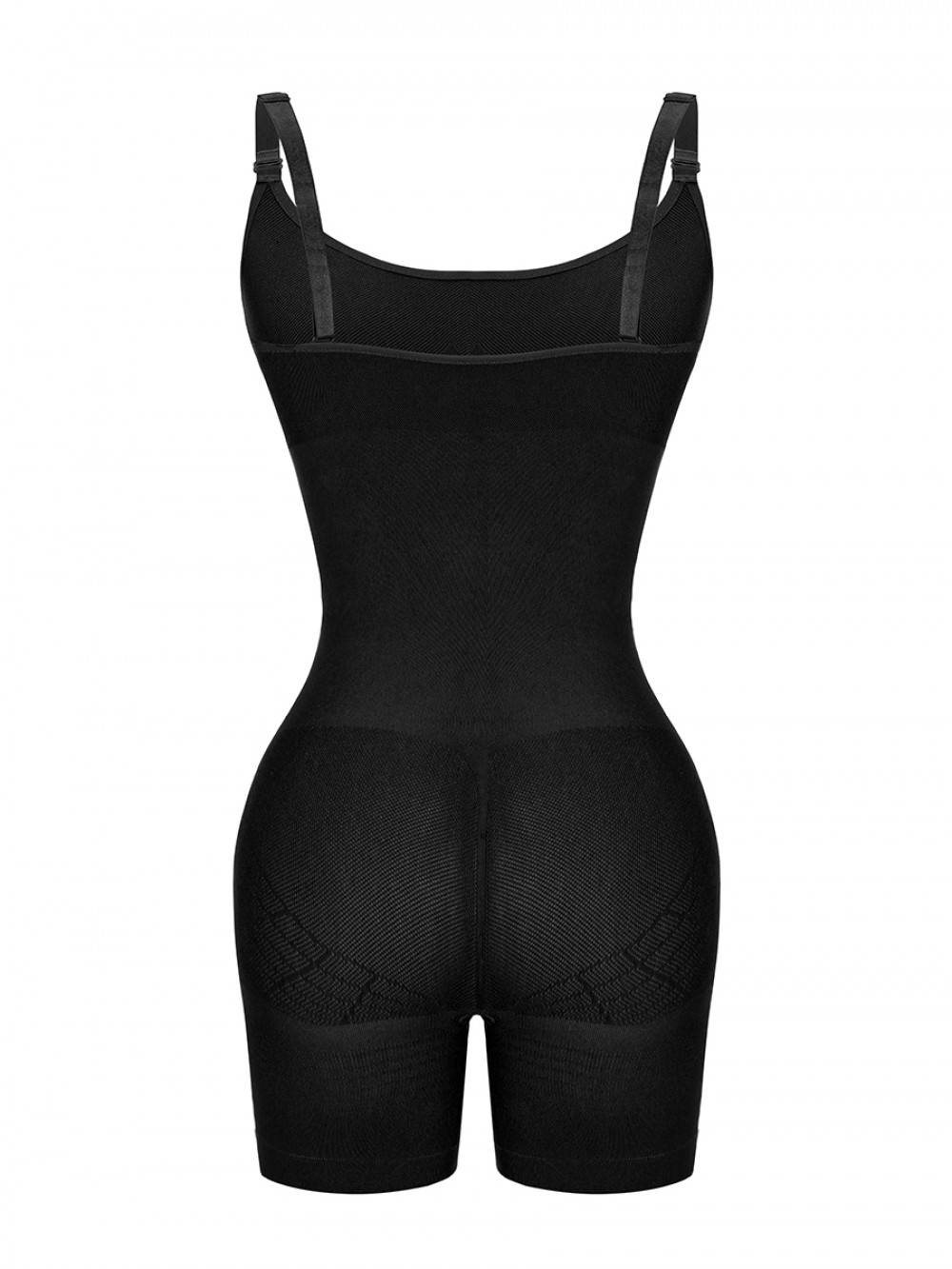 Black Open Gusset Seamless Bodysuit Shapewear Abdominal Control