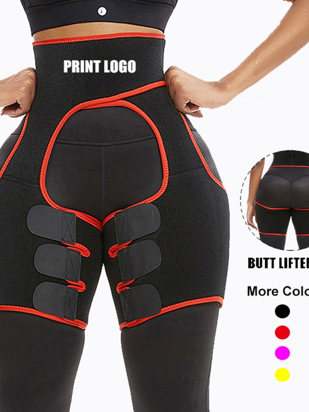 Neoprene Thigh Trainer Red Rough Surface With Sticker Custom Logo