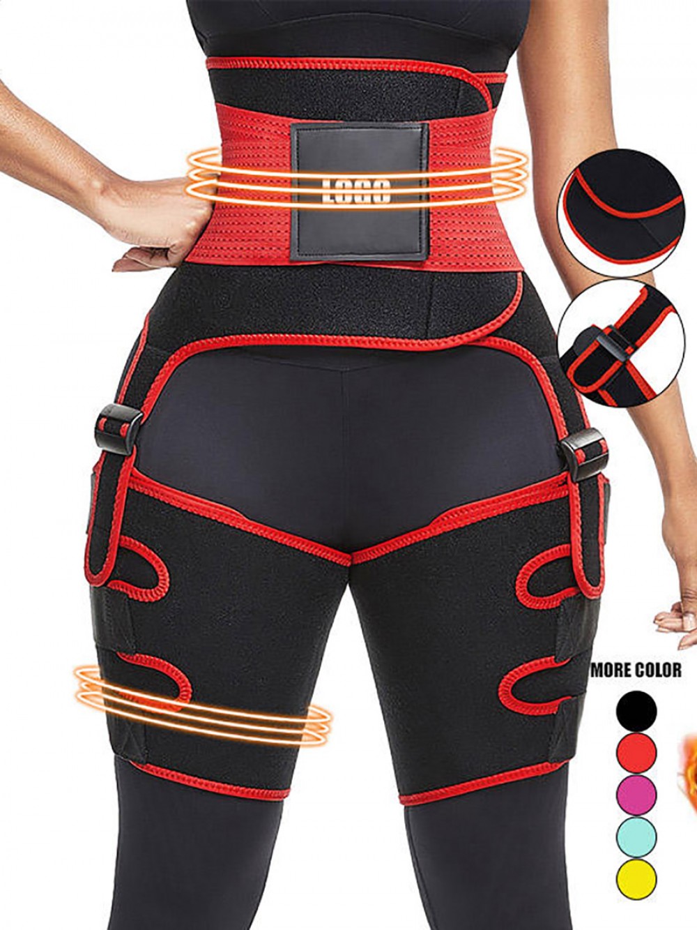 Red Neoprene Thigh Trainer High Waist Adjustable Belts Custom Logo