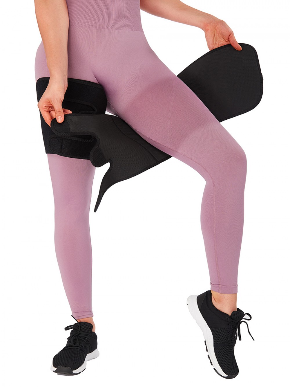 Black 1 Pair Neoprene Thigh Trimmer With Sticker Legs Shaping