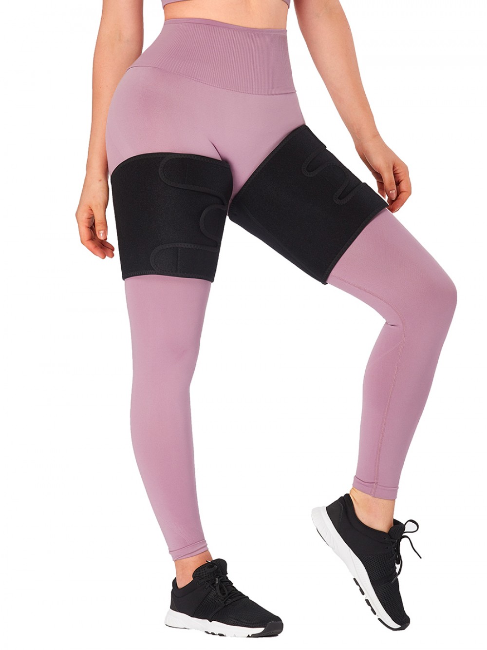 Black 1 Pair Neoprene Thigh Trimmer With Sticker Legs Shaping