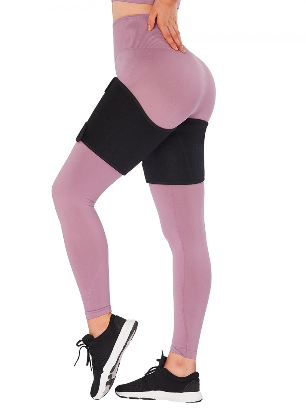 Black 1 Pair Neoprene Thigh Trimmer With Sticker Legs Shaping
