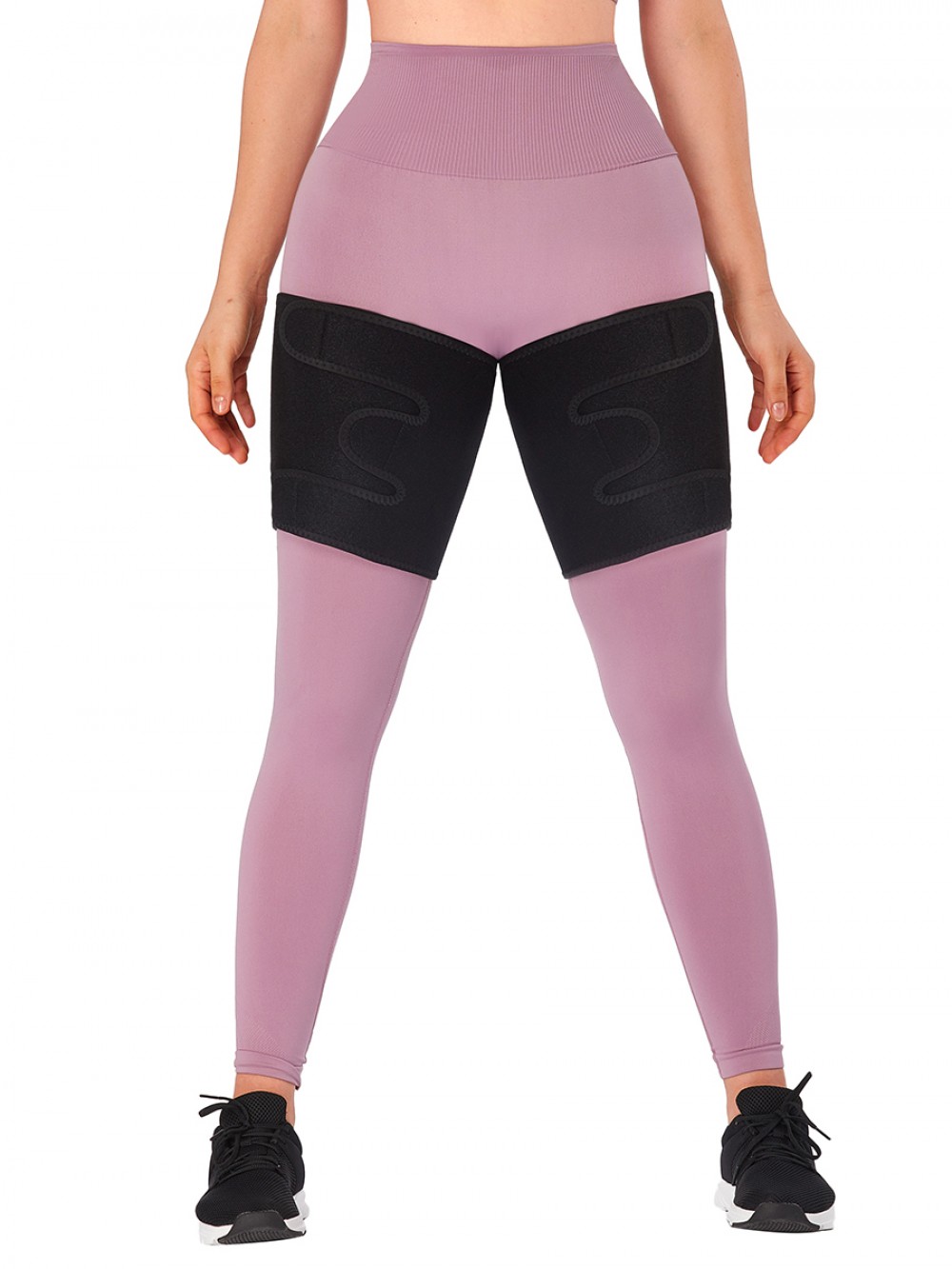 Black 1 Pair Neoprene Thigh Trimmer With Sticker Legs Shaping