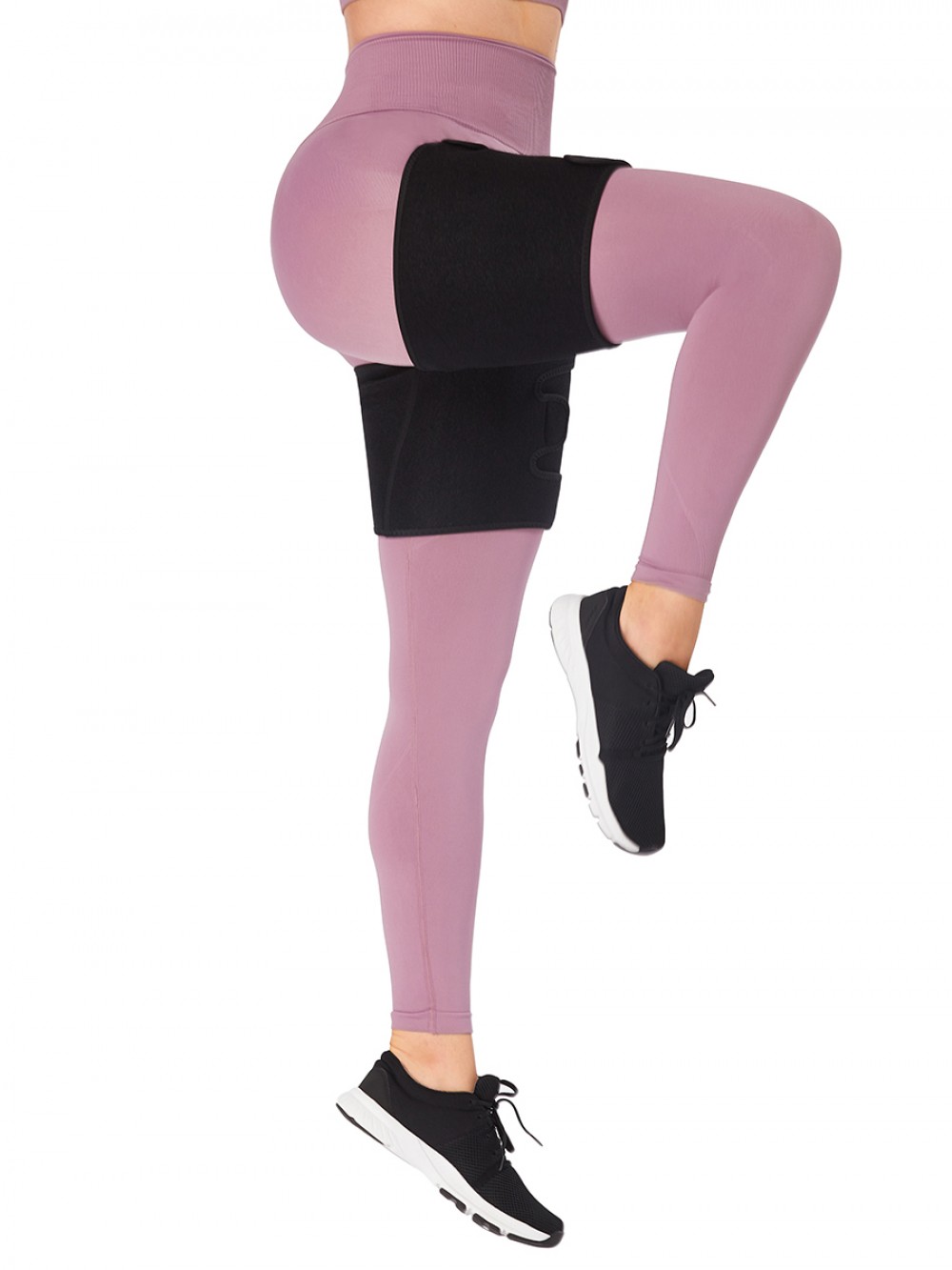 Black 1 Pair Neoprene Thigh Trimmer With Sticker Legs Shaping