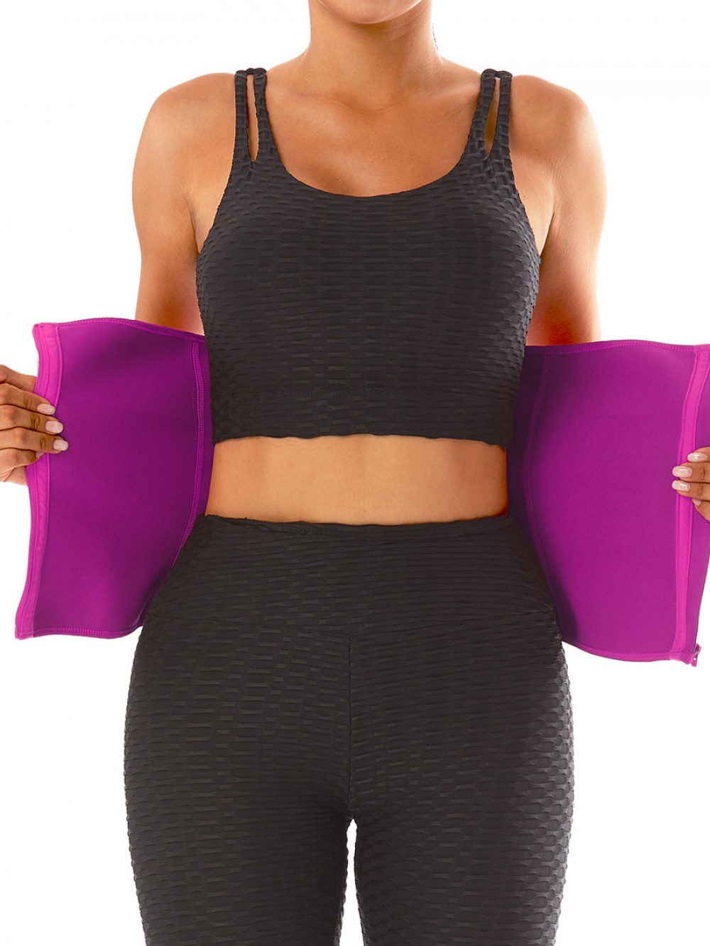 Rose Red Neoprene Zip Waist Cincher Solid Color Weight Loss