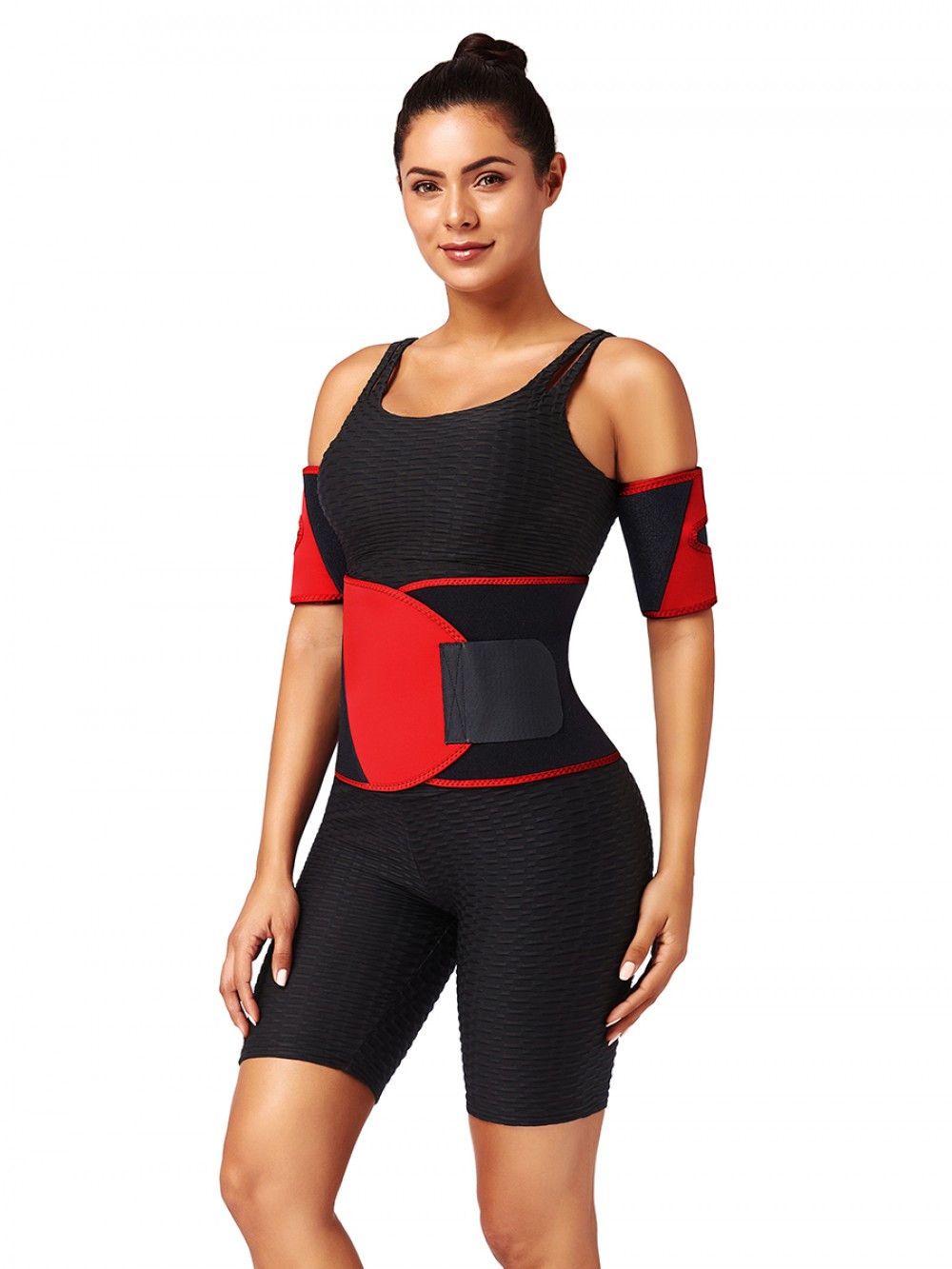 Red 2Pcs Colorblock Neoprene Arm Trimmers For Weight Loss