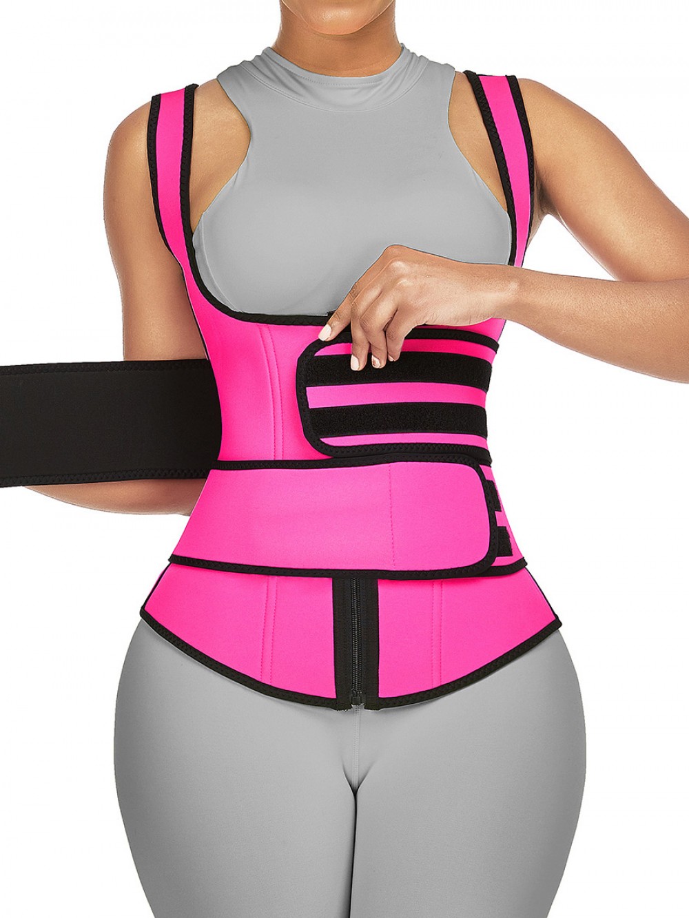 Tank Shaper Rose Red Double Belts Sticker Neoprene Firm Compression
