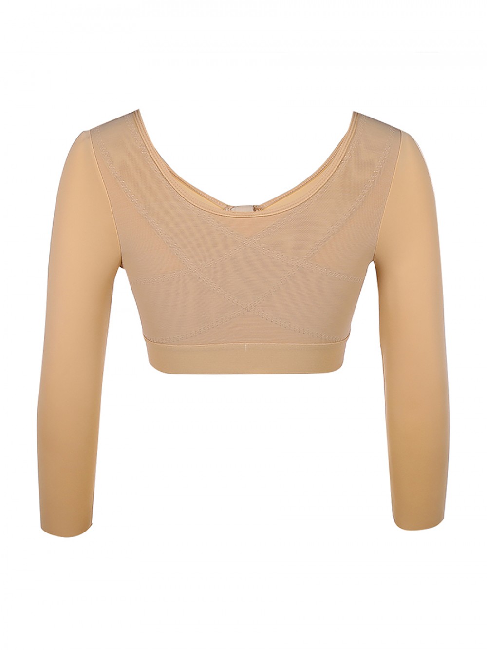 Dark Complexion 3/4 Sleeve Zip Open Bust Shapewear Top Firm Foundations