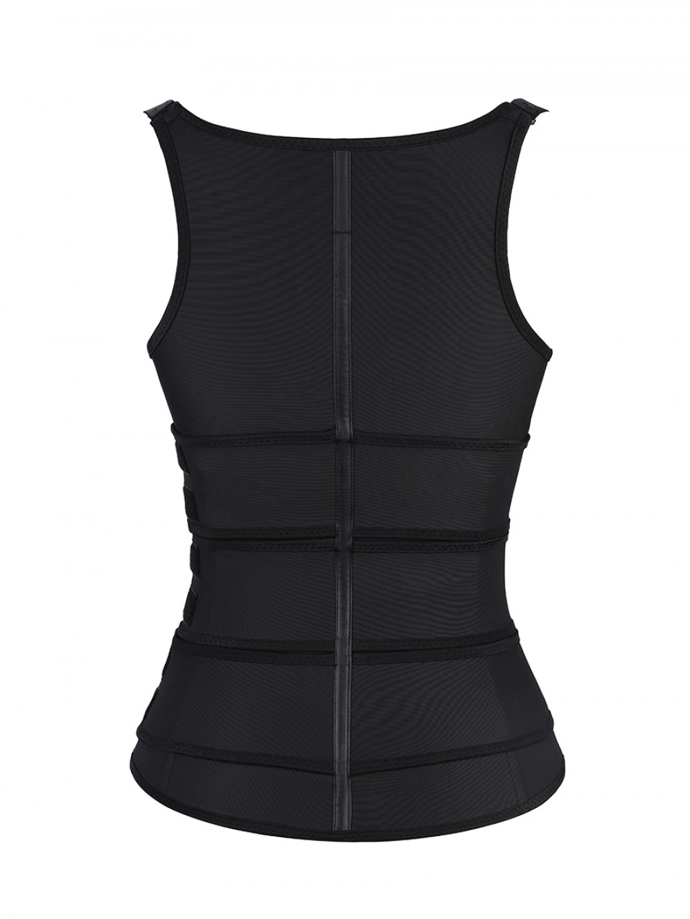 Black Latex Vest Shaper Adjustable Strap Zipper Abdominal Control