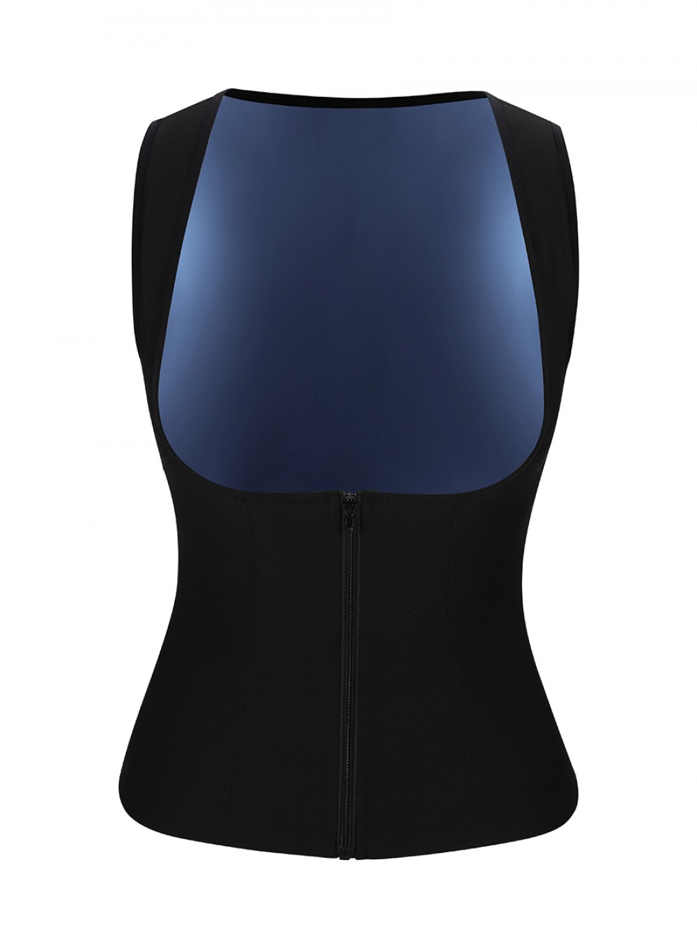 Blue Vest With Zipper Large Size Waist Control