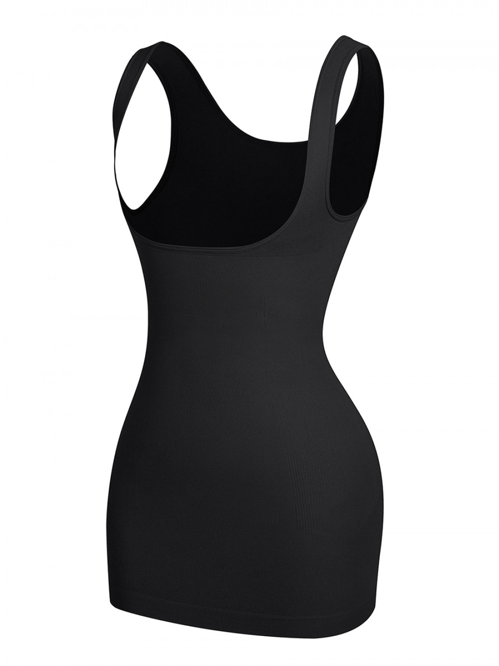 Black Seamless Tank Tops Open Bust Hip Length Slim Waist