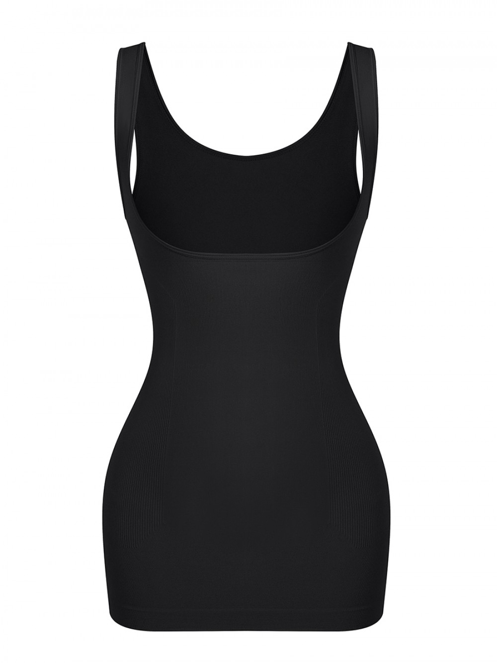 Black Seamless Tank Tops Open Bust Hip Length Slim Waist