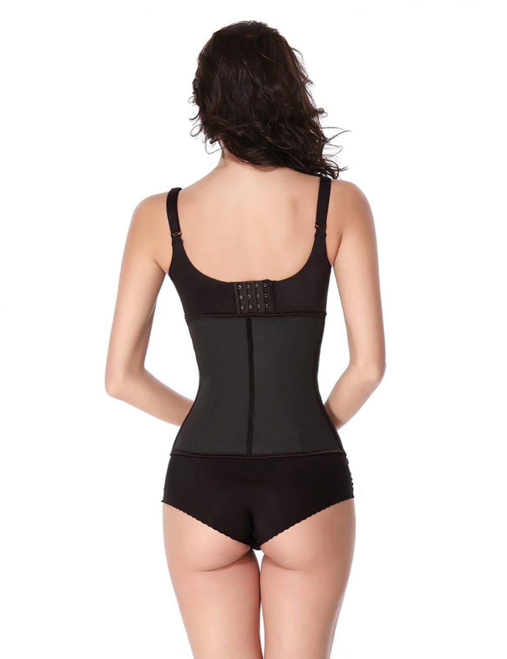 Sleek 4 Bones Black Zipper Rubber Waist Cincher High Compression