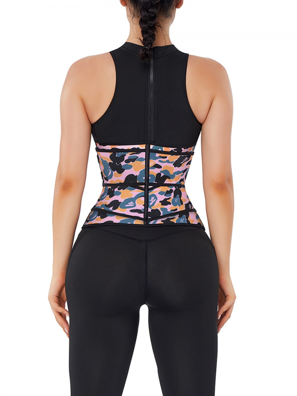 Lose Weight Sticker Latex Waist Cincher Double Belts Zipper Hourglass Figure