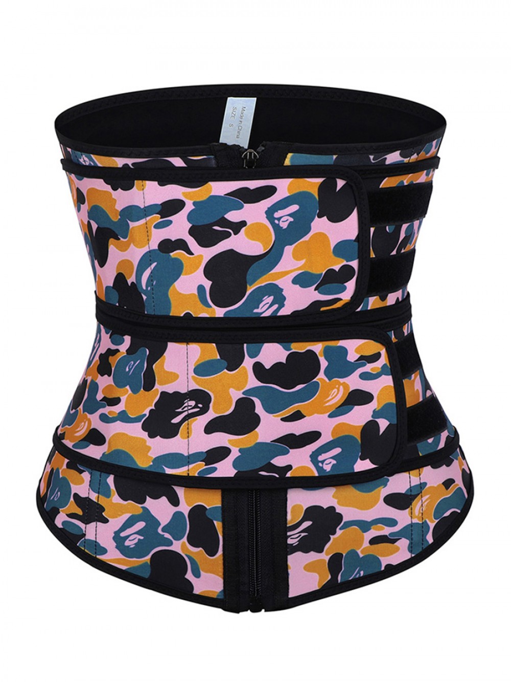 Lose Weight Sticker Latex Waist Cincher Double Belts Zipper Hourglass Figure