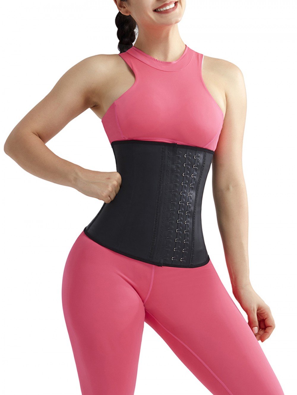 Abdominal Slimmer Black Latex 9 Steel Bones Waist Trimmer Big Size