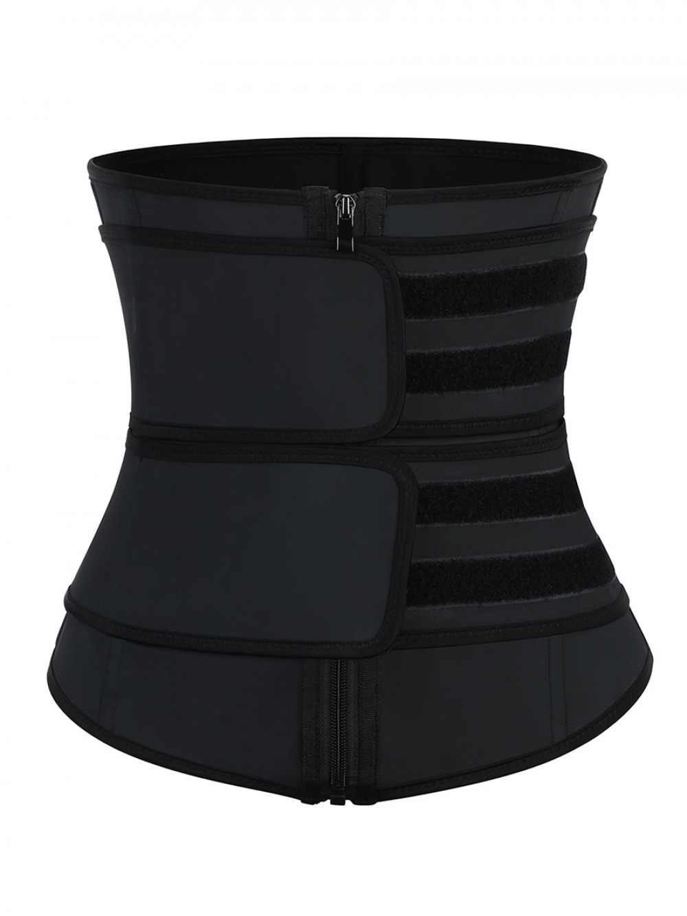 Hidden Curves Black 7 Steel Bones Waist Cincher Double Belts Fashion