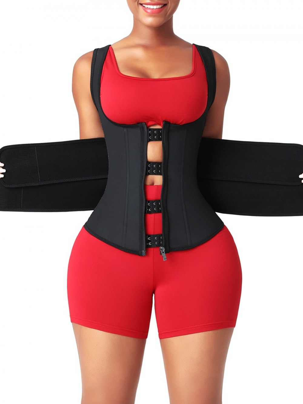 Black Latex Waist Trainer Vest Double Belt YKK Zipper Wholesale Online