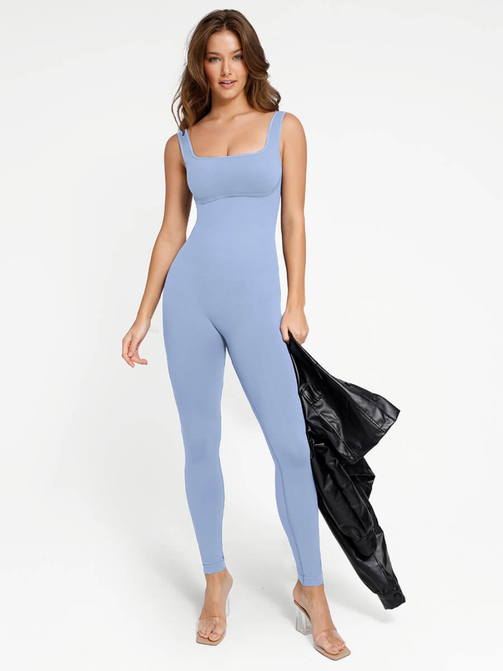 Square Neck Seamless U-Shaped Back Design Shaping Jumpsuit