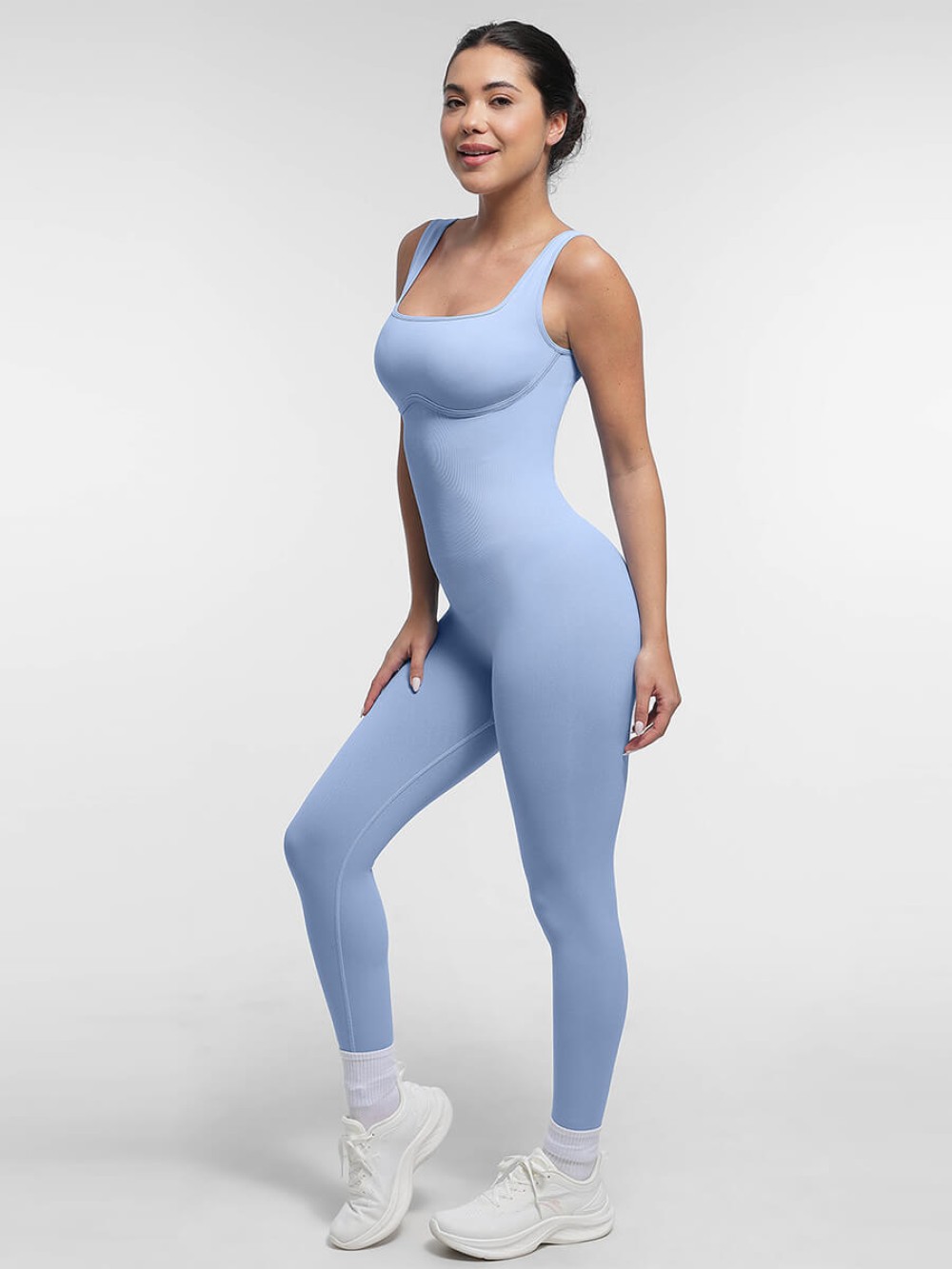 Square Neck Seamless U-Shaped Back Design Shaping Jumpsuit