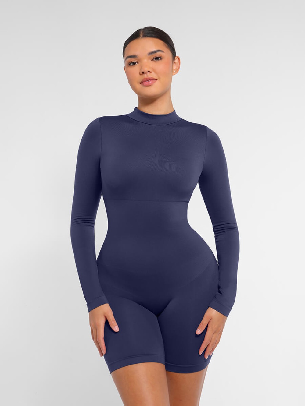 Fashion Seamless Turtleneck Jumpsuit with Removable Cups