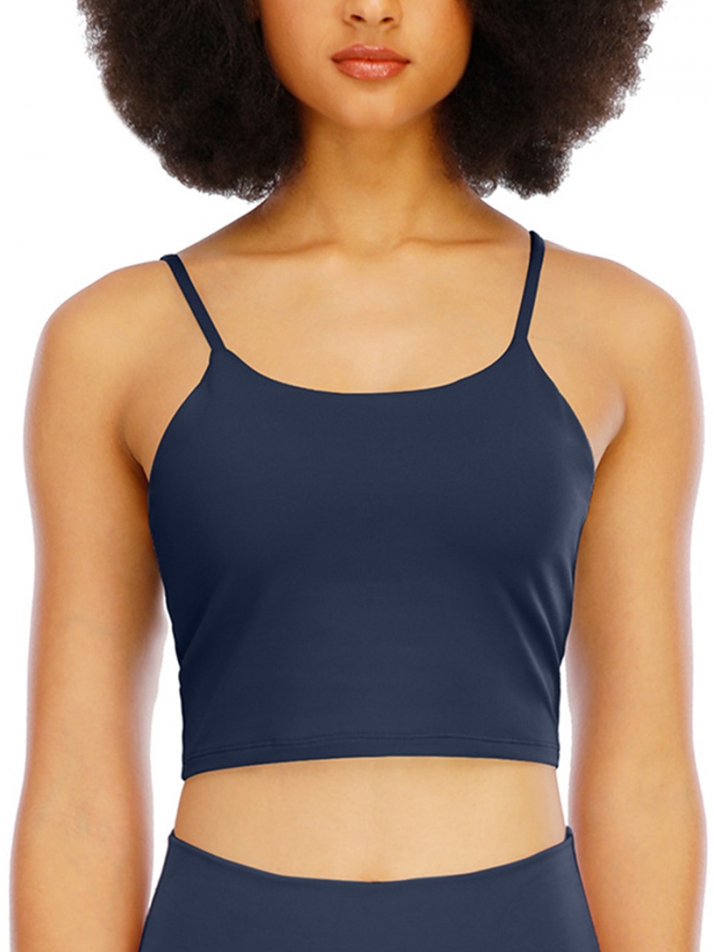 Deep Blue Longline Sports Bra Wirefree Padded All Over Smooth