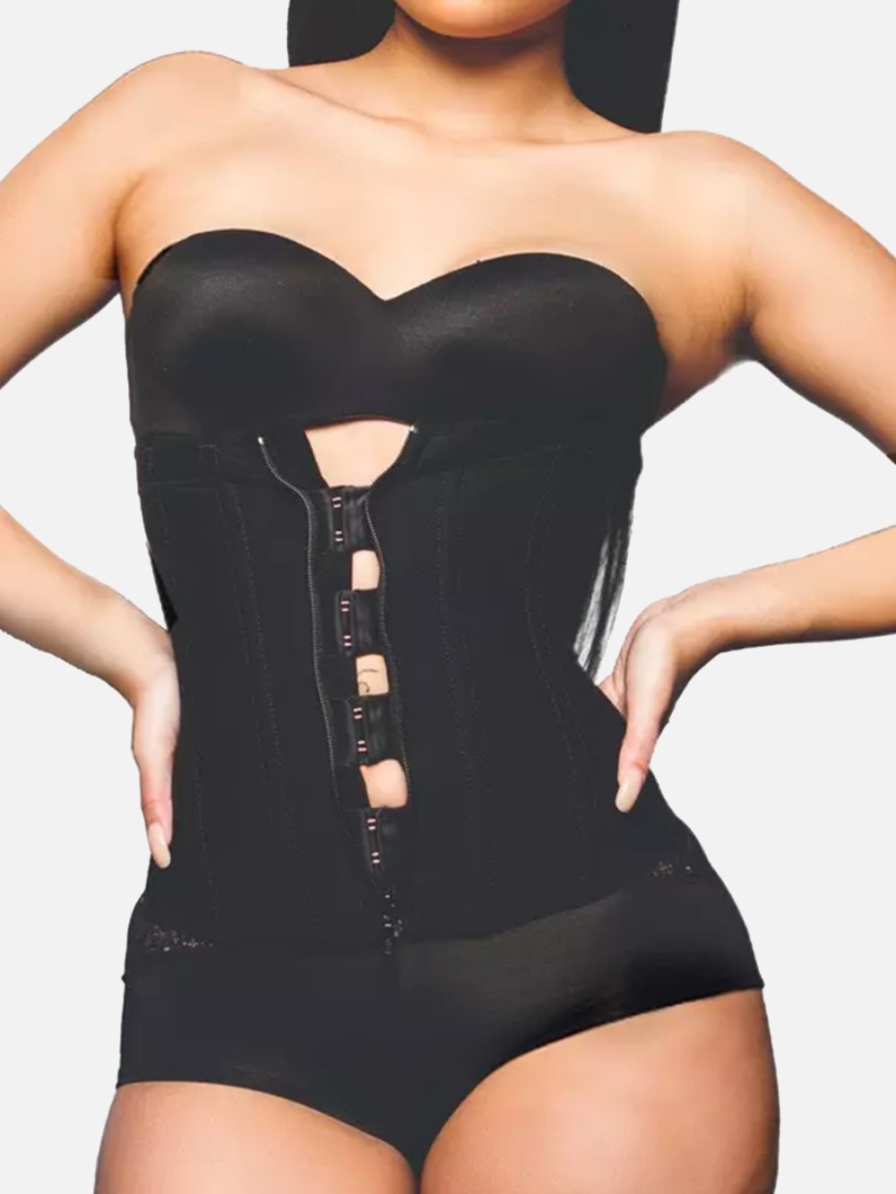 Black Zip and Clip Slimming 7 Steel Bone Waist Trainer Vest