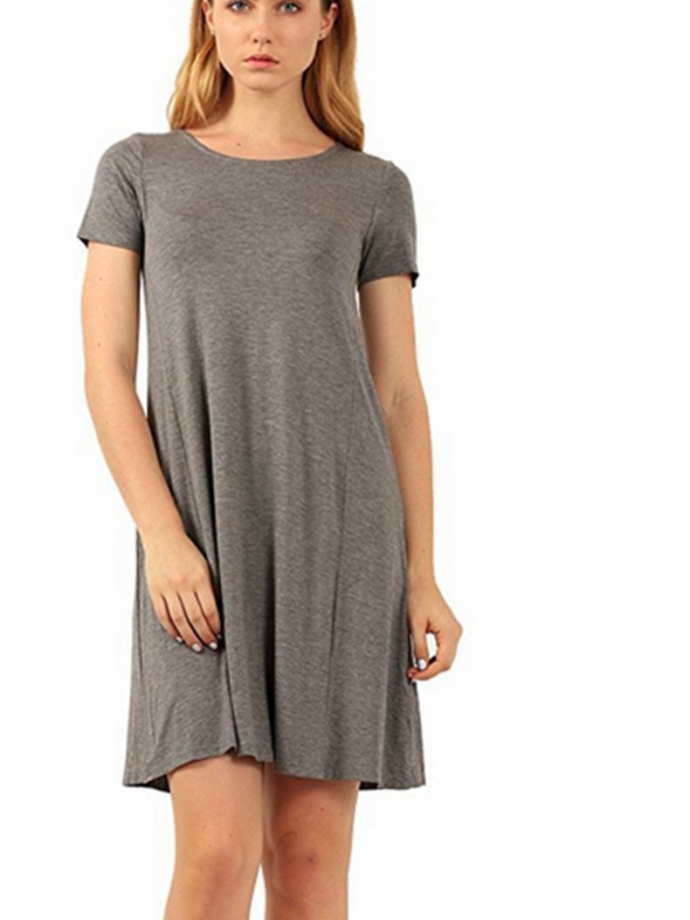 Gray Summer Dress Midi Length Queen Size