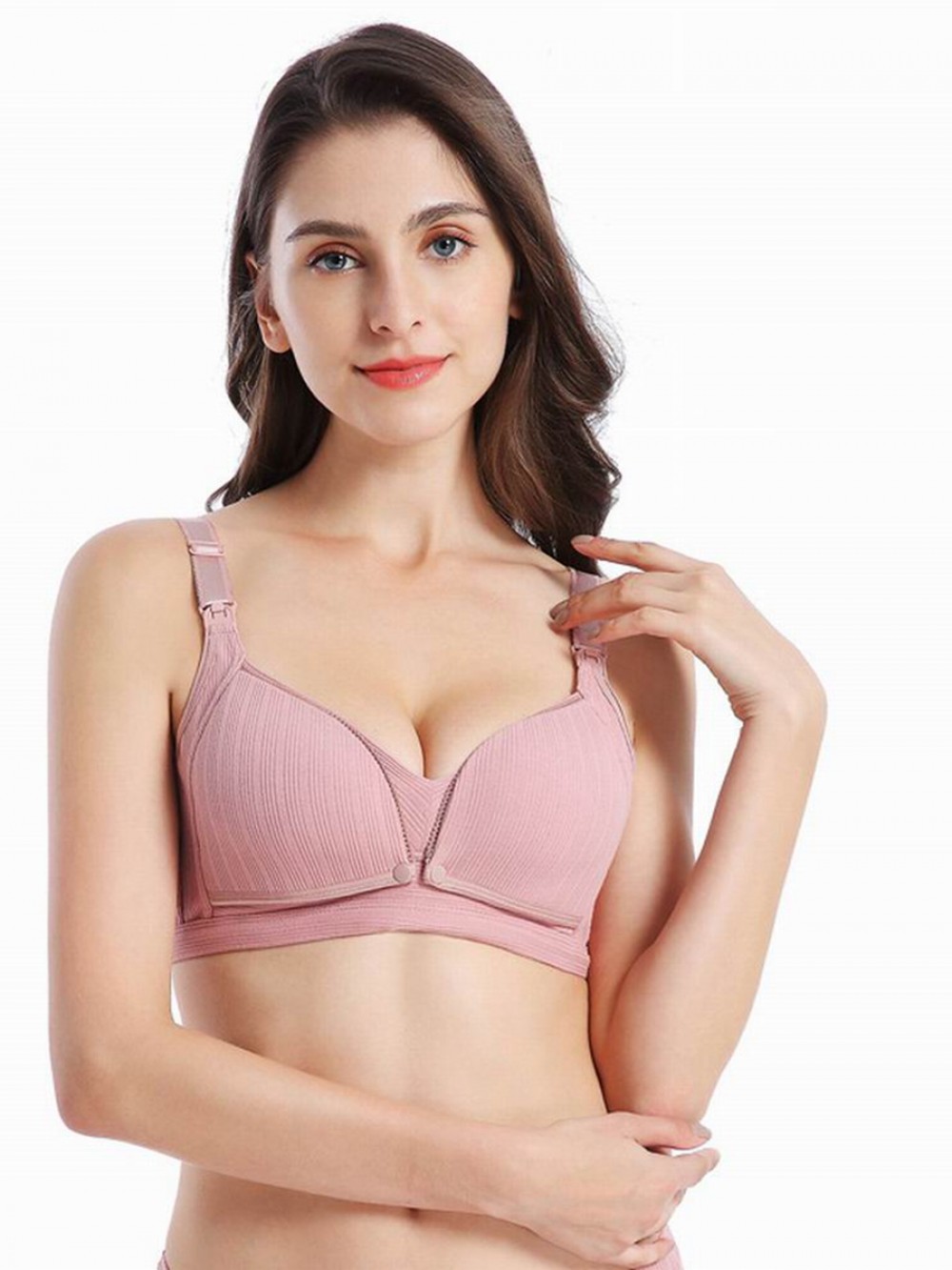 Pale Mauve Breastfeeding Bra Snap-Front Closure
