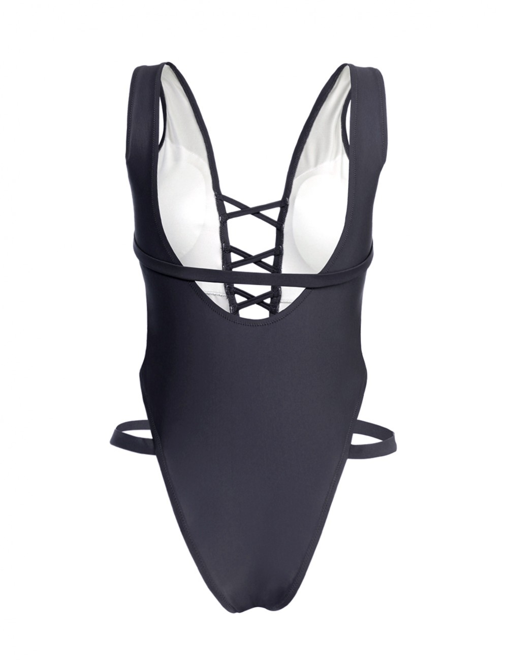 Black Wide Straps One Piece Swimsuit Front Cross Fashion Sale